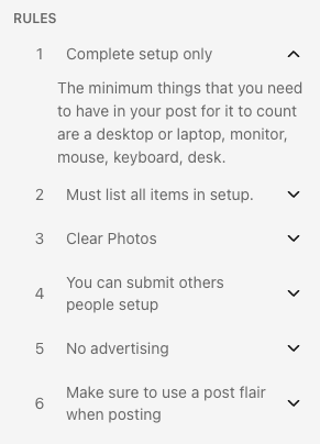 Minimal Setups rules