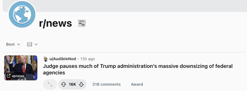 a link post on reddit