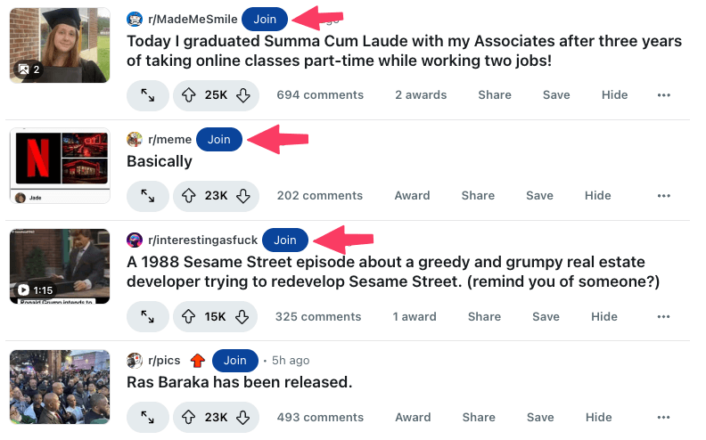 join a subreddit