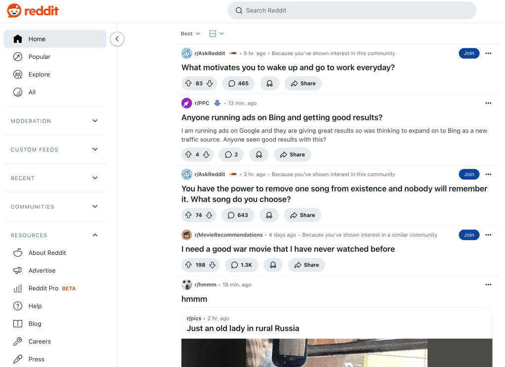 personalized reddit homepage