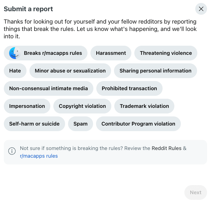 report an user report an user