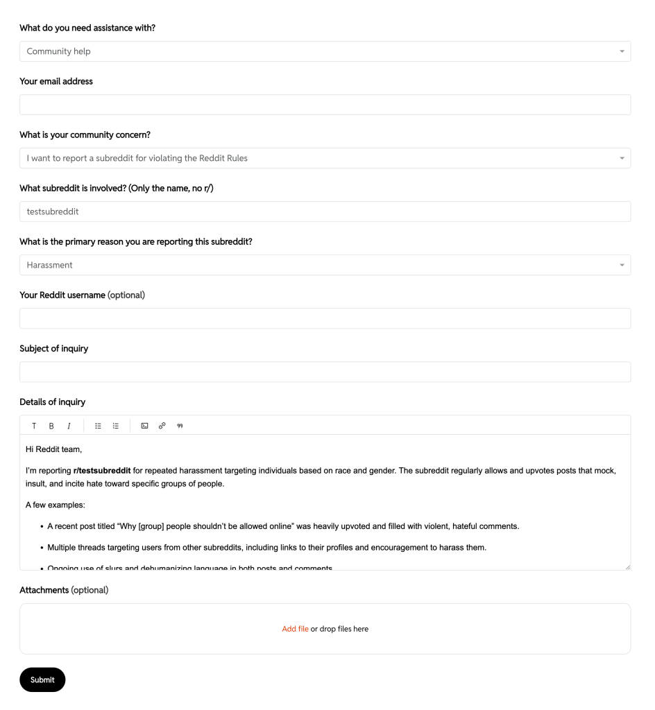 report a subreddit report a subreddit